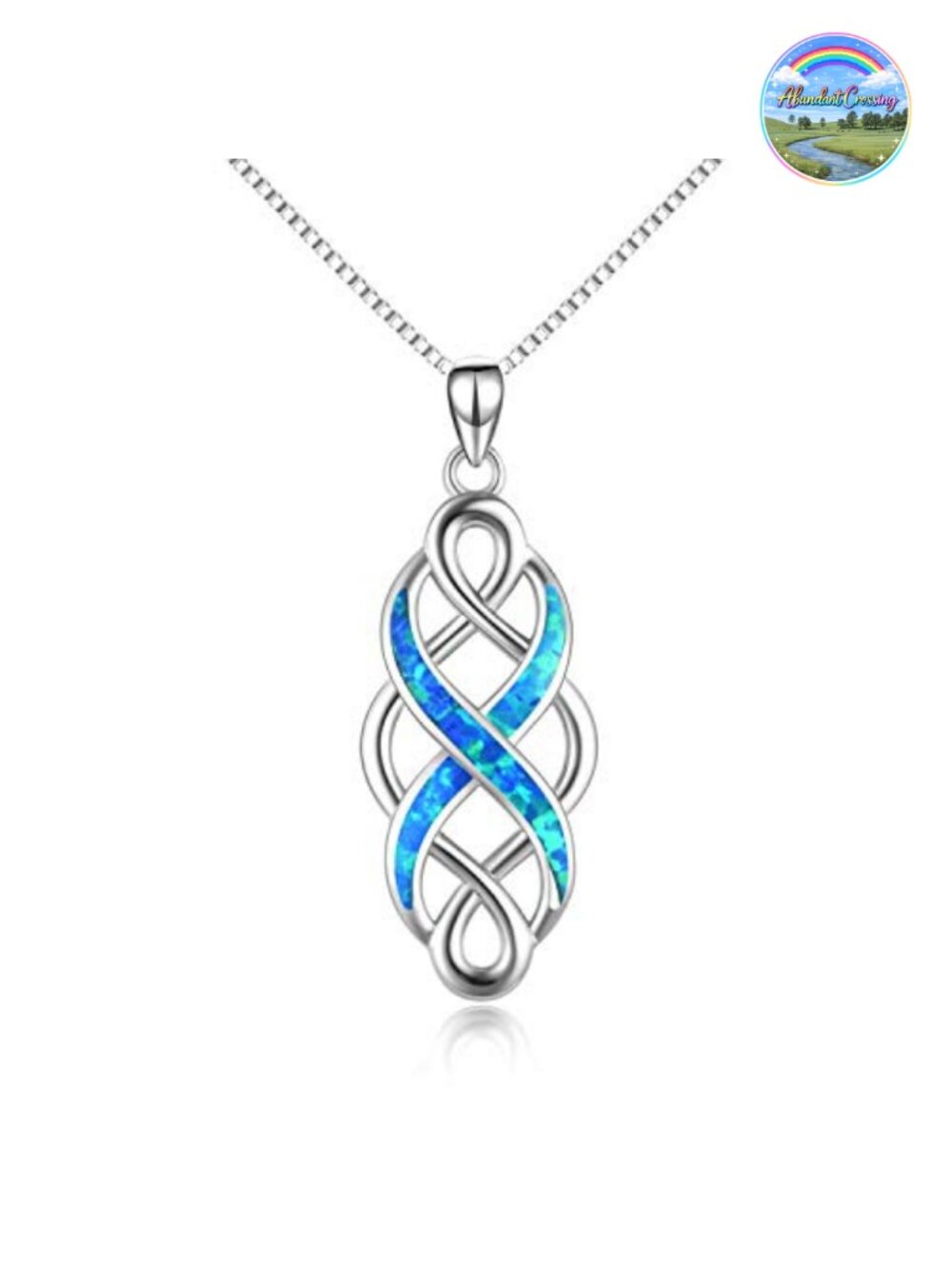Sterling Silver Created Opal Pendant Necklace 18" Celtic Knot
